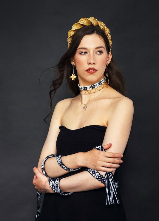 Straw Geometric Woven Headband