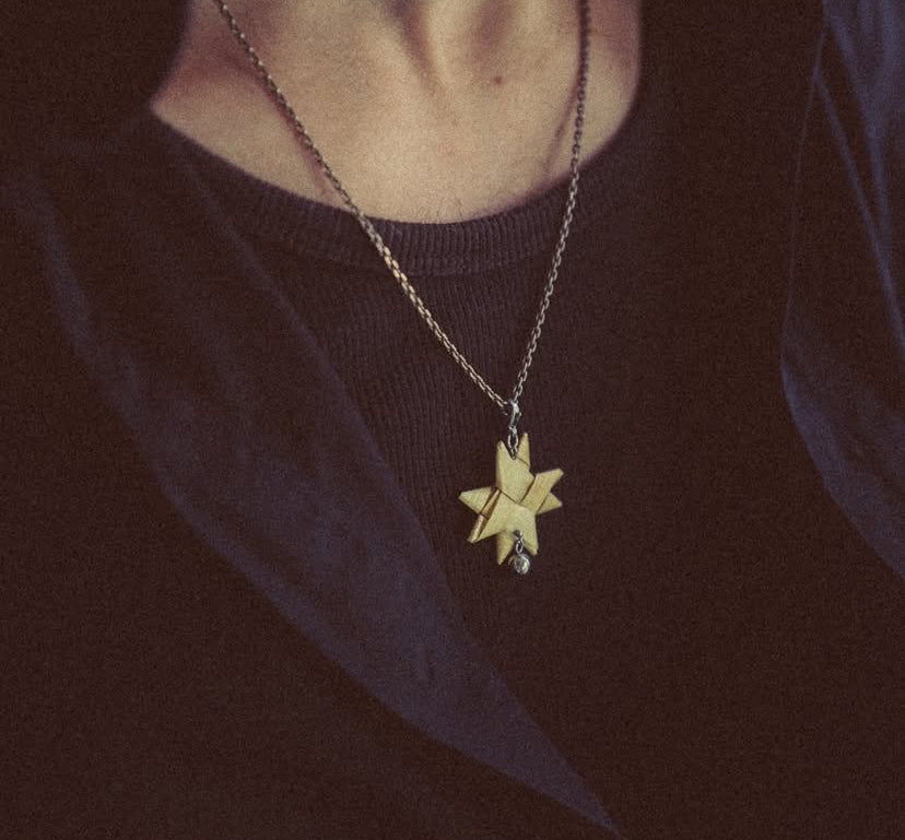 Hand-Woven Straw Shuriken Star Pendant